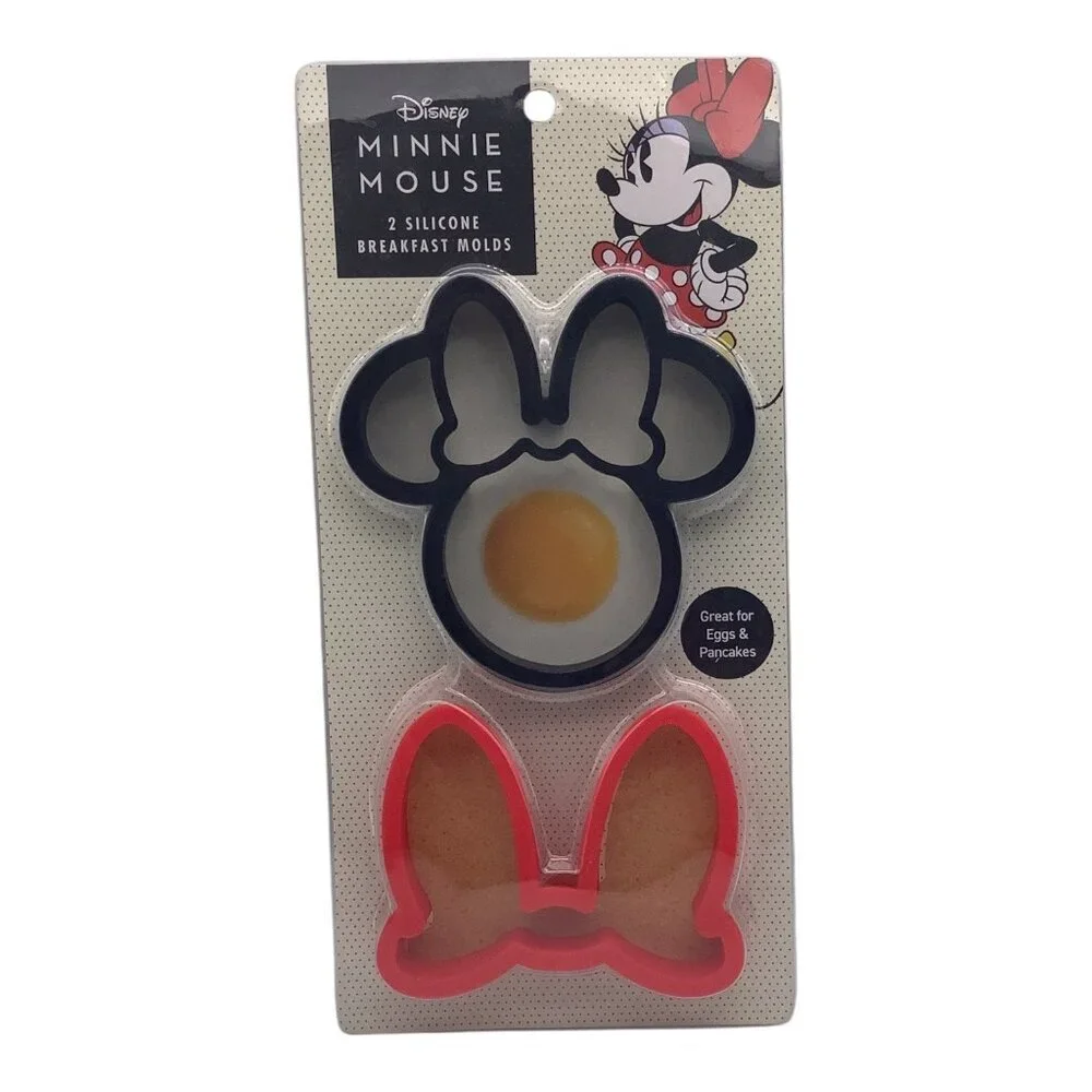 Disney Minnie Mouse 2 Silicone Breakfast Molds Pancakes or Eggs Black & Red 2021